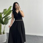 Ledia Bürümcük Elbise - Siyah