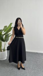 Ledia Bürümcük Elbise - Siyah - Görsel 2