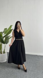 Ledia Bürümcük Elbise - Siyah - Görsel 5