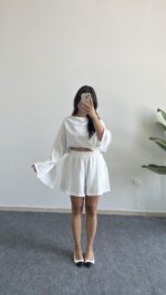 Lemas Bluz Şort Takım - Beyaz