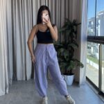 Lila Balon Model Keten Pantolon