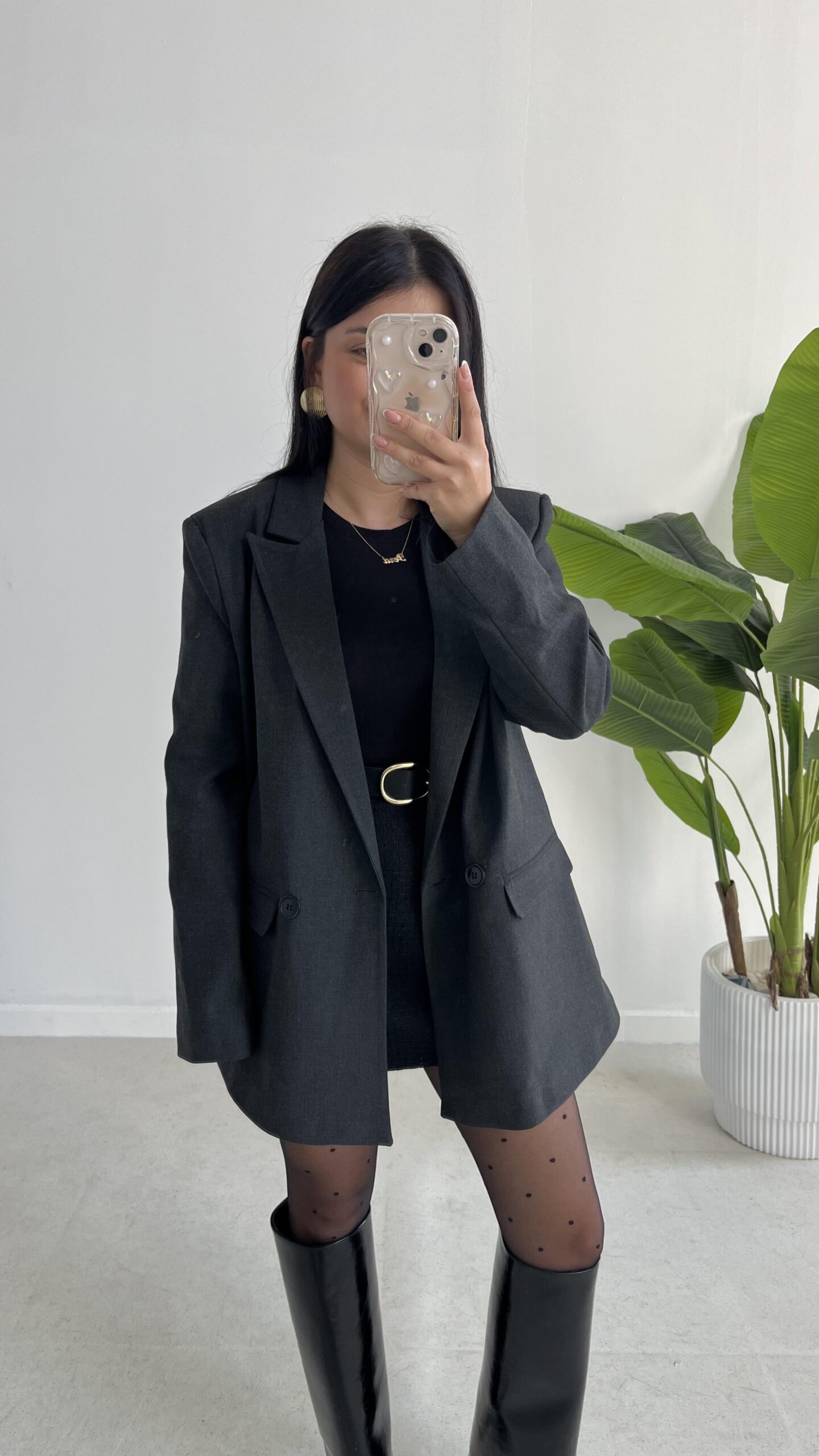 liona-kruvaze-blazer-ceket-antrasit-0849e7.jpeg Liona Kruvaze Blazer Ceket - Antrasit - Görsel 1