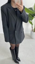 Liona Kruvaze Blazer Ceket - Antrasit - Görsel 5