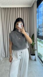 Lora Gri Sakallı Triko - Görsel 3