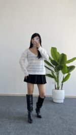 Lora Merserize Bluz - Beyaz - Görsel 8