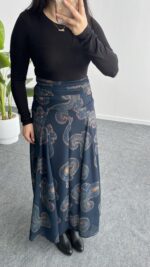 Lorai Desenli Şifon Etek - Lacivert - Görsel 6