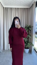 Luya Bordo Triko Elbise Kazak -180 Takım - Görsel 7