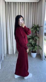 Luya Bordo Triko Elbise Kazak -180 Takım - Görsel 4