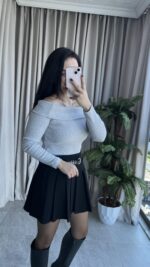 Madonna Yaka Kaşkorse Gri Body - Görsel 5