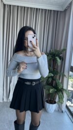 Madonna Yaka Kaşkorse Gri Body - Görsel 3