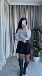 Madonna Yaka Kaşkorse Gri Body - Görsel 6