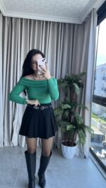 Madonna Yaka Kaşkorse Yeşil Body - Görsel 3