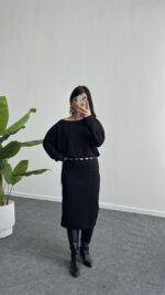 Mae Midi Modal Elbise - Siyah - Görsel 5