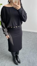 Mae Midi Modal Elbise - Siyah - Görsel 3