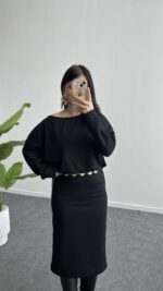 Mae Midi Modal Elbise - Siyah - Görsel 4