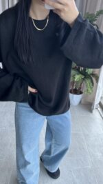 Marka Model Geniş Kol Salaş Kazak Siyah - Görsel 7