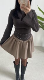 Marlo Tasarım Elbise - Kahverengi - Görsel 5