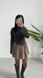 Marlo Tasarım Elbise - Kahverengi