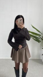 Marlo Tasarım Elbise - Kahverengi - Görsel 4