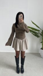 Marlo Tasarım Elbise - Vizon - Görsel 6