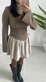 Marlo Tasarım Elbise - Vizon - Görsel 3