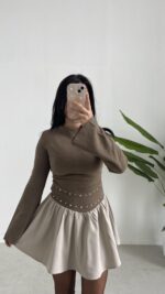 Marlo Tasarım Elbise - Vizon - Görsel 4