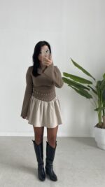 Marlo Tasarım Elbise - Vizon - Görsel 2