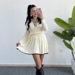 Martana Polo Yaka Etekli Triko Takım - Krem