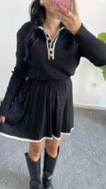 Martana Polo Yaka Etekli Triko Takım - Siyah - Görsel 7