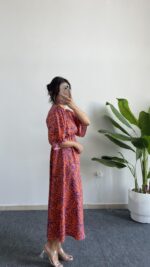 Marva Çan Viskon Elbise - Turuncu - Görsel 4