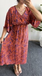 Marva Çan Viskon Elbise - Turuncu - Görsel 6