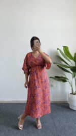 Marva Çan Viskon Elbise - Turuncu - Görsel 5