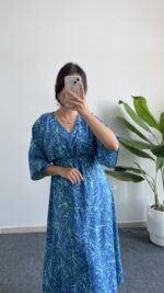 Marva Çan Viskon Elbise - Mavi - Görsel 4