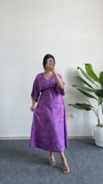 Marva Çan Viskon Elbise - Mor - Görsel 2