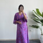 Marva Çan Viskon Elbise - Mor