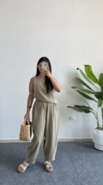 Marvis Modal Tensel İkili Takım - Yağ Yeşili - Görsel 3