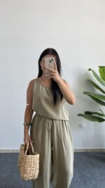 Marvis Modal Tensel İkili Takım - Yağ Yeşili - Görsel 6