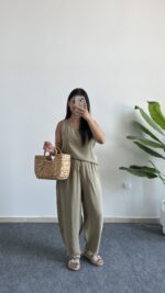 Marvis Modal Tensel İkili Takım - Yağ Yeşili