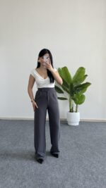 Melina Cırtlı Palazzo Pantolon - Antrasit