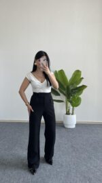 Melina Cırtlı Palazzo Pantolon - Siyah