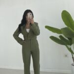 Milano Crop Ceket Pantolon Takım - Haki