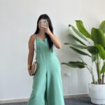 Mint Yeşili Keten Tulum