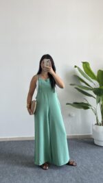 Mint Yeşili Keten Tulum - Görsel 4