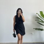 Mira Degaje Yaka Anvelop Elbise - Siyah