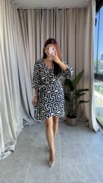 MNG Kruvaze Yaka Elbise - Görsel 5