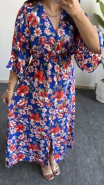 Nesli Kruvaze Viskon Elbise - Lacivert - Görsel 9