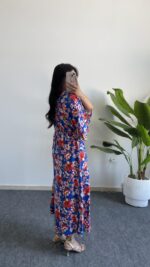 Nesli Kruvaze Viskon Elbise - Lacivert - Görsel 5