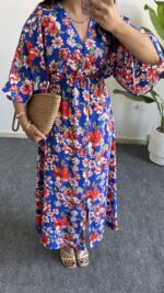 Nesli Kruvaze Viskon Elbise - Lacivert - Görsel 7