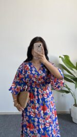 Nesli Kruvaze Viskon Elbise - Lacivert - Görsel 2