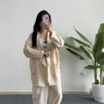 Nona Şal Yaka Müslin Ceket - Ekru